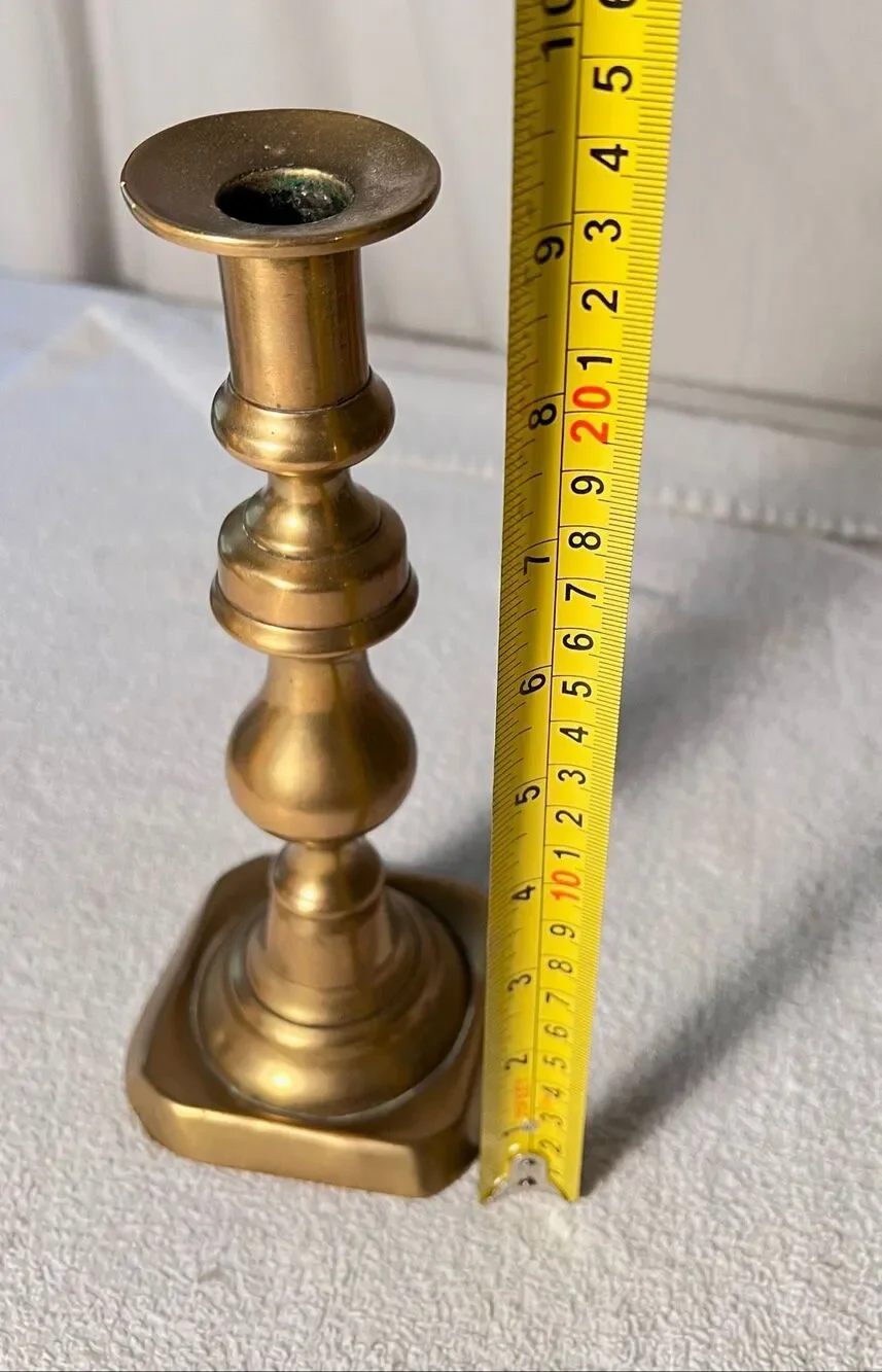 Vintage Brass Candle Stick Holders Beehive Faceted Knobs Square Base Lot of 3